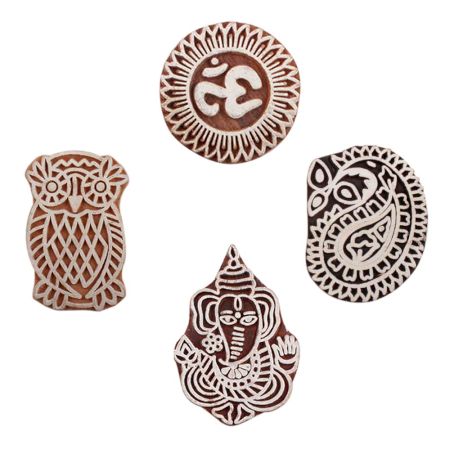 Set of 4 Piece New Mix Wooden Printing Block